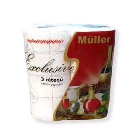   Háztartási papírtörlő kéztörlő 3 rétegű 2 tekercses Exclusive fehér