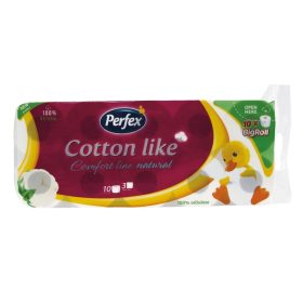   Toalettpapír 3 rétegű kistekercses 100% cellulóz 10 tekercs/csomag Cotton Like Comfort Line Natural Boni Perfex fehér