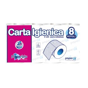  Toalettpapír 2 rétegű kistekercses 100% cellulóz 150 lap/tekercs 8 tekercs/csomag Paperblu Carta Igienica_Paperdi