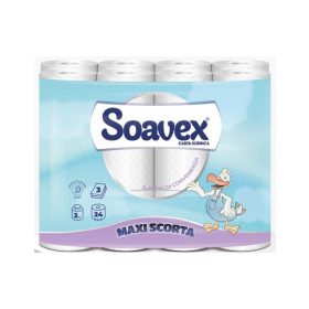   Toalettpapír 3 rétegű kistekercses 100% cellulóz 162 lap/tekercs 24 tekercs/csomag Soavex Maxi Scorta_Paperdi