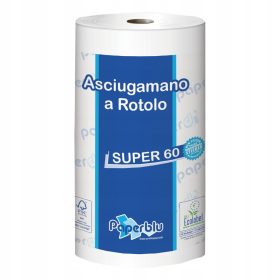   Kéztörlő 2 rétegű tekercses átmérő: 14 cm 100% cellulóz SUPER 60 Paperdi_RI8M060 fehér