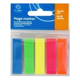   Jelölőcímke 12x45mm, 5x25lap, műanyag 5szín/bliszter, adagolón Bluering®
