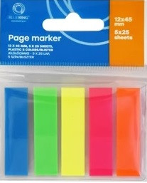 Jelölőcímke 12x45mm, 5x25lap, műanyag 5szín/bliszter, adagolón Bluering®