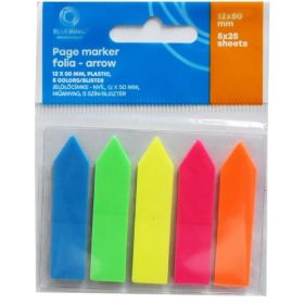   Jelölőcímke 12x50mm, 5x25lap, műanyag nyíl Bluering® 5 klf. szín