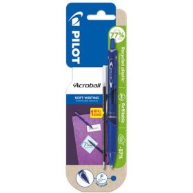   Golyóstoll, 0,25 mm, nyomógombos, PILOT "Acroball", kék + betét