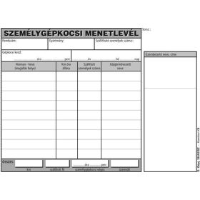   Nyomtatvány, menetlevél személygépkocsi, 100 lap, A5, fekvő, VICTORIA, D.GÉPJ.36.
