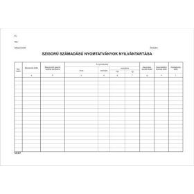   Nyomtatvány, szigorú számadású nyomtatványok nyilvántartása, 25 lap, A4, VICTORIA