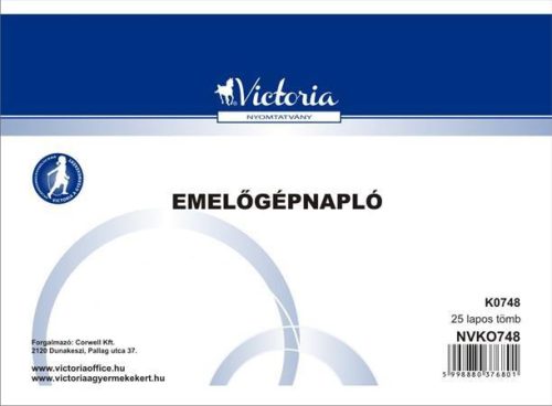 Nyomtatvány, emelőgépnapló, 25 lap, A5, VICTORIA
