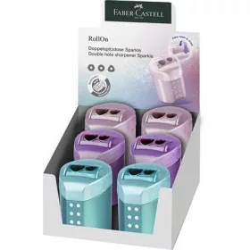   Hegyező, kétlyukú, tartályos, FABER-CASTELL "RollOn Sparkle", metál színek (darabos ár)