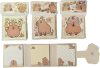 Kapibara jegyzettömbök kihajtható tartóban, 5,8x6,2cm, tépőzáras záródással, többféle változat