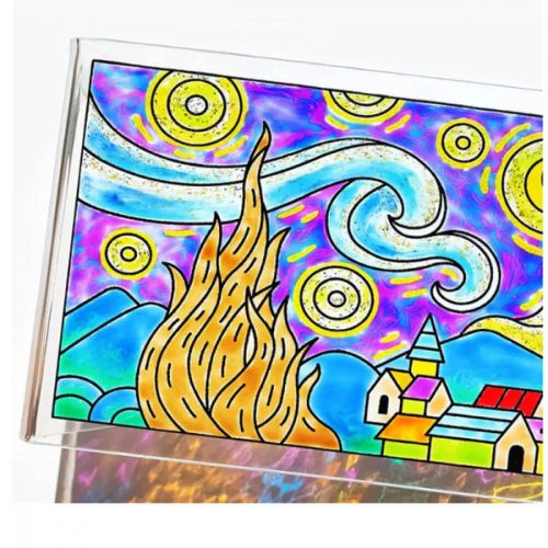 Üvegfóliafesték készlet, 2x22ml és 10x10,5ml festék, 3 kifesthető kép, Amos, Vincent van Gogh