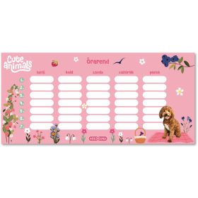   Doggie, kutyás órarend, 23x11 cm, kétoldalas, Cute Animals
