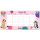 Cuki állatok órarend, 23x11 cm, kétoldalas, cica-kutya, 2025