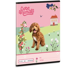   Doggie, kutyás tűzött füzet A/5, 32 lap vonalas 1.osztály (14-32), Cute Animals