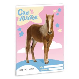   Cuki állatok tűzött füzet A/5, 32 lap vonalas 2.osztály (16-32), palomino póni
