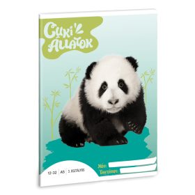   Cuki állatok tűzött füzet A/5, 32 lap vonalas 3.osztály (12-32), panda