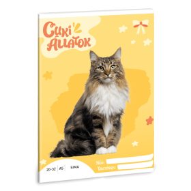   Cuki állatok tűzött füzet A/5, 32 lap sima, norvég erdei macska