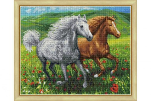Gyémántfestés szett, lovak a réten, 50x40cm