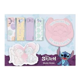   Stitch jegyzettömb-, jelölőcímke készlet, 6 db-os, asztali tartóval, You make my heart smile