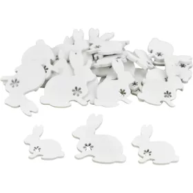   Fa nyuszi formák virágmintával, fehér, 3,5-5 cm-es, 30 db/csomag