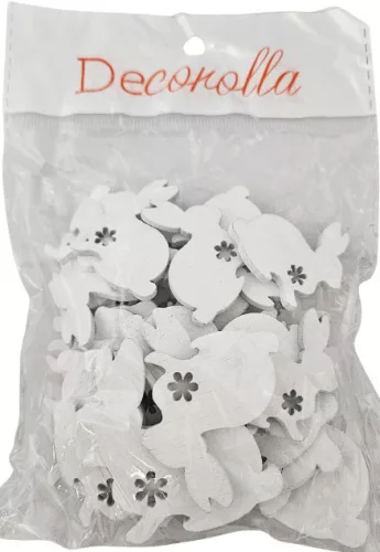 Fa nyuszi formák virágmintával, fehér, 3,5-5 cm-es, 30 db/csomag