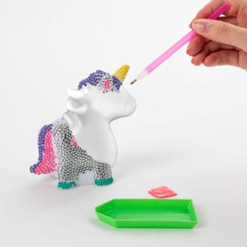 Gyémántfestés szett, Unikornis figura díszítő szett, 12 cm magas, Kidea