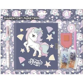   Unikornis gyémántokkal díszíthető napló kulccsal, 3 színű golyóstollal, JR14