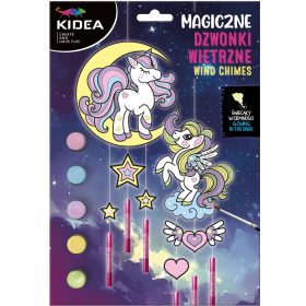   Szélcsengő készítő szett, foszforeszkáló, unikornisos, Kidea