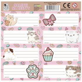   Cleo and Frank füzetcímke 8 db/ív, rajzolt cicák, többféle (NNZCF45)