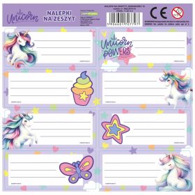 Unikornis füzetcímke 8 db/ív, többféle (NNZJR16)
