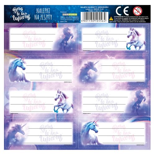 Unikornis füzetcímke 8 db/ív, többféle
