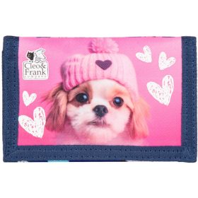  Cleo and Frank pénztárca, 12x8cm, CF42, kutyás, rószaszín