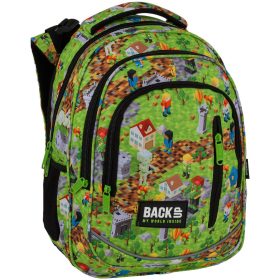   Minecraft mintás hátizsák, iskolatáska, 3 rekeszes, 39x27x20cm, BackUp, 2025, R61