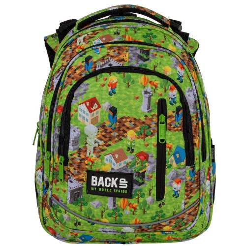 Minecraft mintás hátizsák, iskolatáska, 3 rekeszes, 39x27x20cm, BackUp, 2025, R61