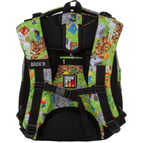 Minecraft mintás hátizsák, iskolatáska, 3 rekeszes, 39x27x20cm, BackUp, 2025, R61