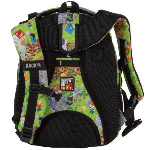 Minecraft mintás hátizsák, iskolatáska, 3 rekeszes, 39x27x20cm, BackUp, 2025, R61