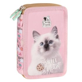   Cleo and Frank tolltartó, 2 emeletes, töltött, CF45, cicás, fehér cica