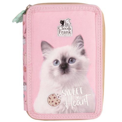 Cleo and Frank tolltartó, 2 emeletes, töltött, CF45, cicás, fehér cica