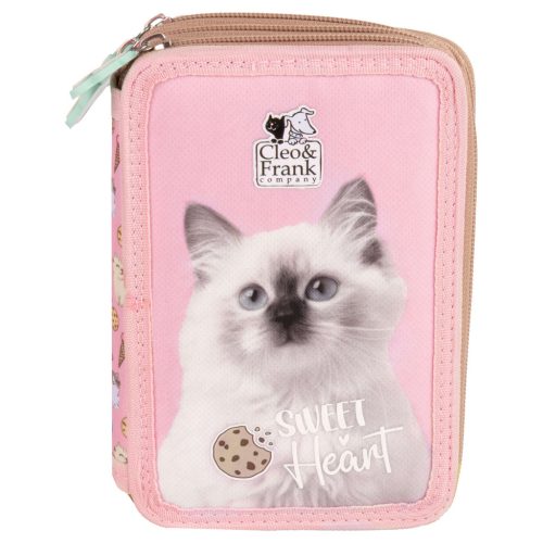 Cleo and Frank tolltartó, 3 emeletes, töltött, CF45, cicás, fehér cica