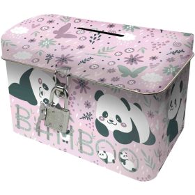 Panda persely, szögletes, PA11, rózsaszín