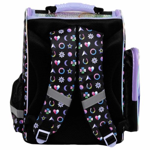 Unikornis ergonómikus iskolatáska 37x27x16cm, JR15, lila-fekete