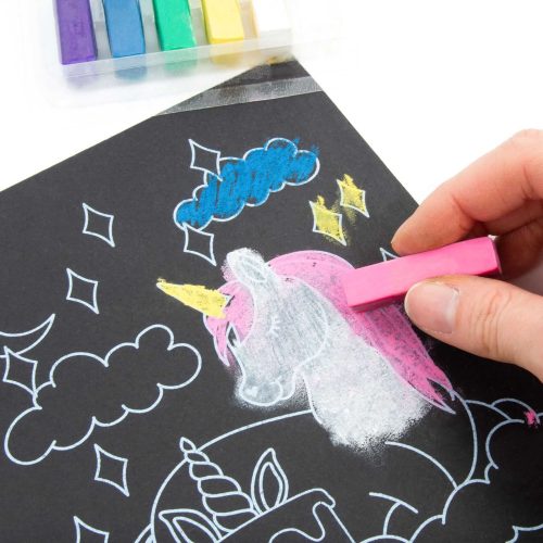 Pasztellkréták színezhető lapokkal, 6+6 db, Kidea, unikornis