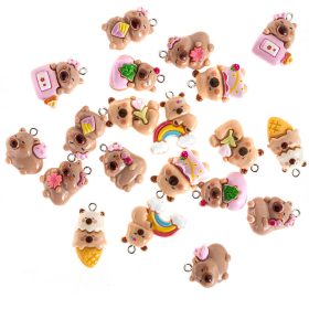 Kapibara 3D charm szett akasztóval, kb. 20 db/szett