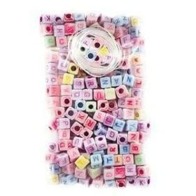 Betű gyöngyök, színes kocka, 170 db/csomag