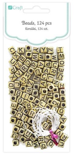 Betű gyöngyök, arany kocka, 124 db/csomag
