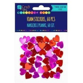 Dekorgumi, öntapadós, szívek, fényes, 60 db-os