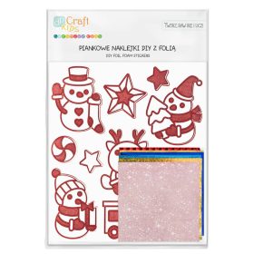   Díszíthető karácsonyi dekorgumi matricák, színes fóliával, hóemberek, 11 db/csomag