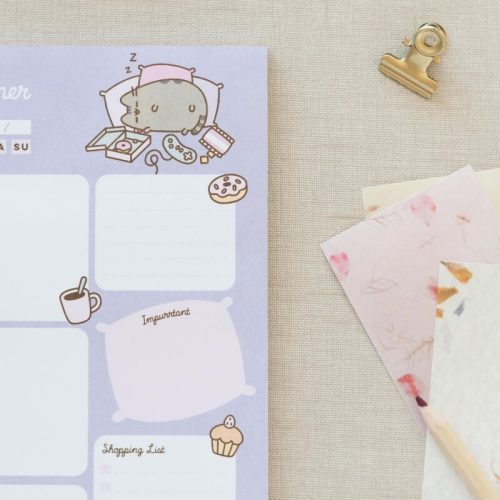 Pusheen cicás jegyzettömb, tervező tömb (teendők, bevásárló lista), A/5, Moments, lila