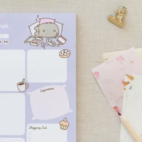 Pusheen cicás jegyzettömb, tervező tömb (teendők, bevásárló lista), A/5, Moments, lila