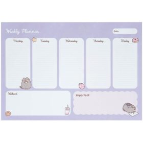   Pusheen cicás jegyzettömb, heti tervező tömb, A/4, Moments, lila